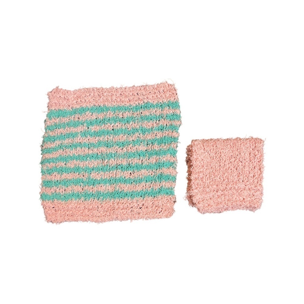 Set of 2 hand knit reusable scrubby washcloths